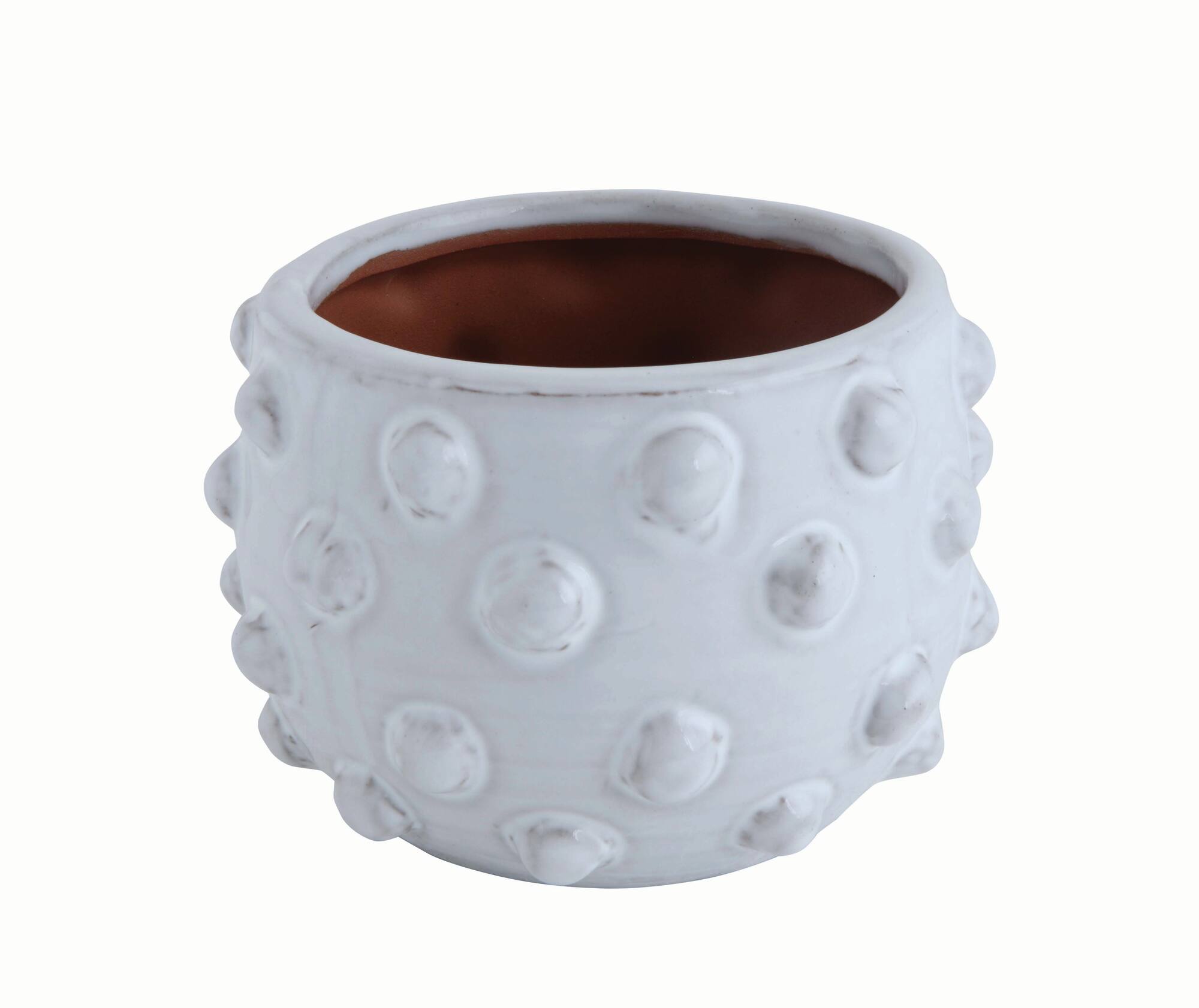Hello Honey® 5.5" White Bubbled Design Terra Cotta Planter